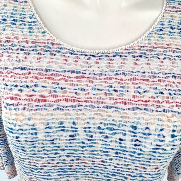 HIGH FIFTH COLORFUL SCOOP NECK 3/4 SLEEVE TUNIC TOP - XL - Picture 2 of 4